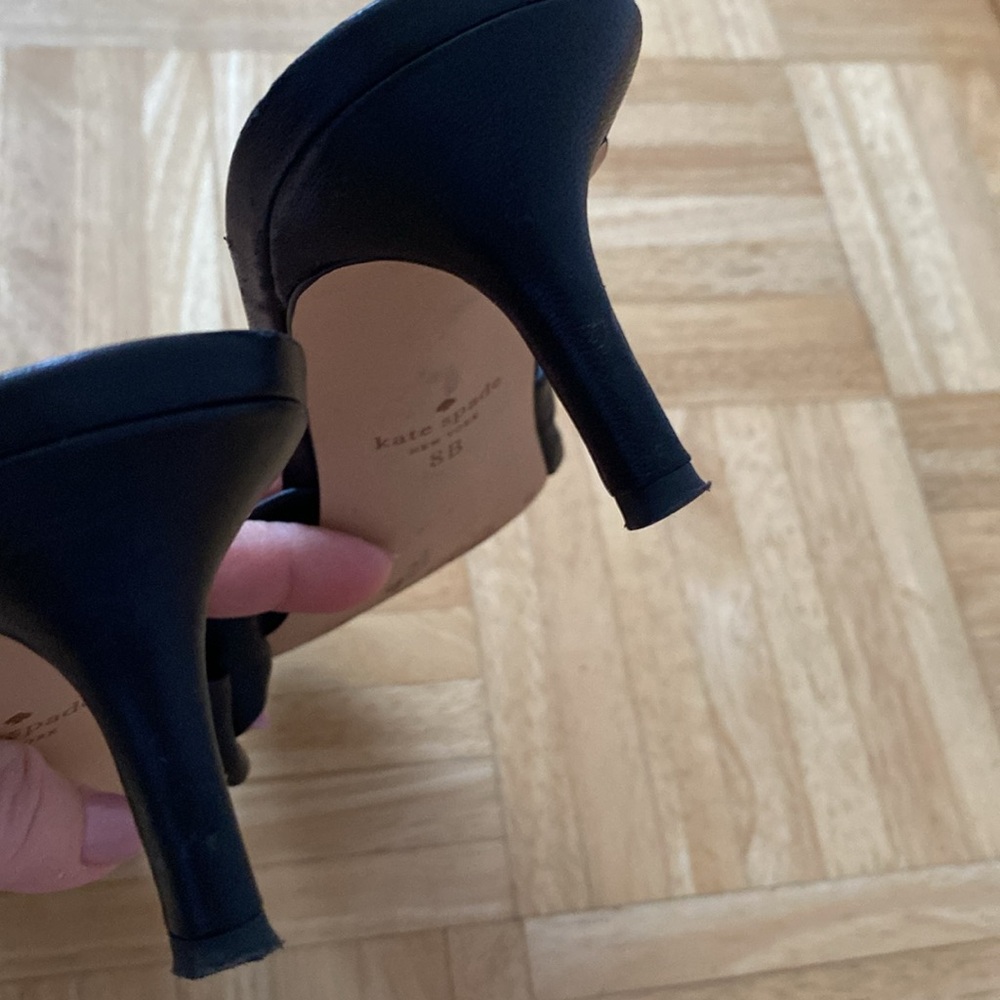 Kate spade leather heels sandals black size 38 - Picture 5 of 8